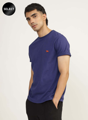 Andamen Solid Men Round Neck Purple T-Shirt