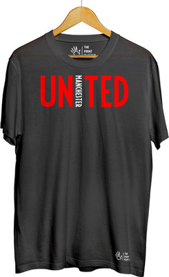 THE PRINT PLATTER Printed Men Round Neck Black T-Shirt