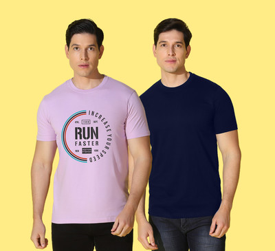 WOOSTRO Printed Men Round Neck Multicolor T-Shirt