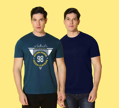 WOOSTRO Printed Men Round Neck Multicolor T-Shirt