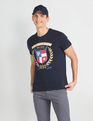 U.S. Polo Assn. Denim Co. Printed, Typography Men Round Neck Blue T-Shirt