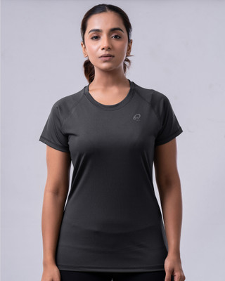 WOMINK Solid Women Round Neck Grey T-Shirt
