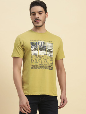 CANTABIL Printed Men Round Neck Light Green T-Shirt