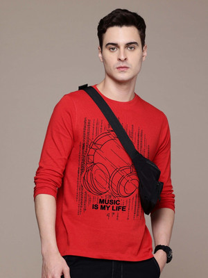Moda Rapido Graphic Print Men Round Neck Red T-Shirt