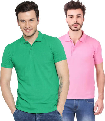 YUALIN CREATION Solid Men Polo Neck Multicolor T-Shirt