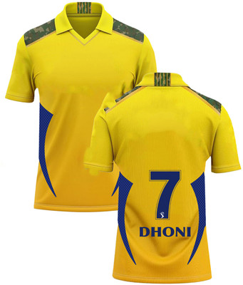 IZON Printed Men V Neck Yellow T-Shirt