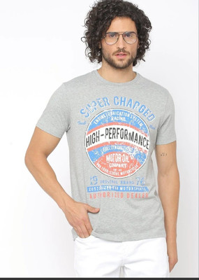 dnmx Typography Men Round Neck Grey T-Shirt
