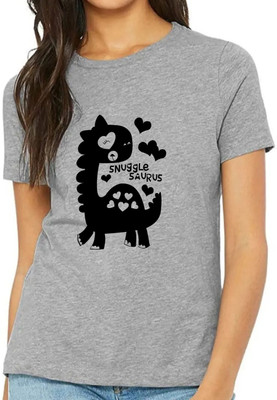 Nilan Tees Wear Printed Women Round Neck Grey T-Shirt