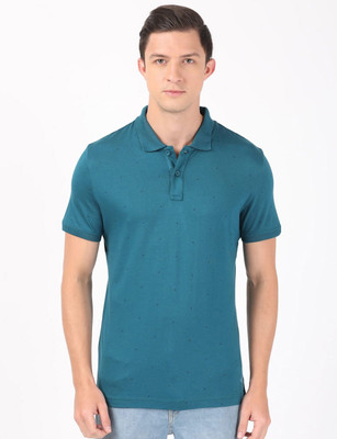JOCKEY Printed Men Polo Neck Blue T-Shirt