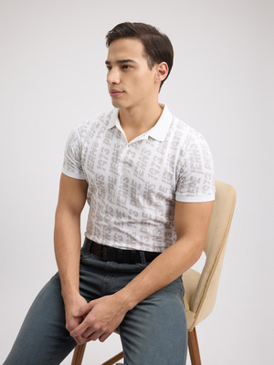 Pepe Jeans Printed Men Polo Neck White T-Shirt