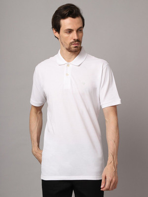 CANTABIL Solid Men Polo Neck White T-Shirt