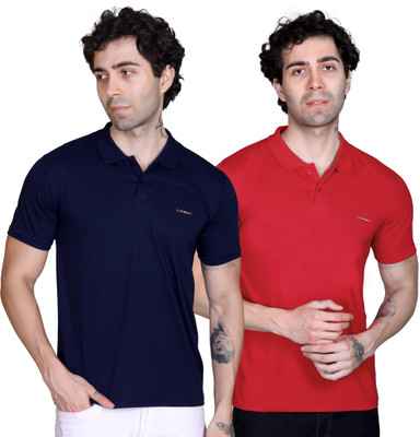DZANT Solid Men Polo Neck Multicolor T-Shirt