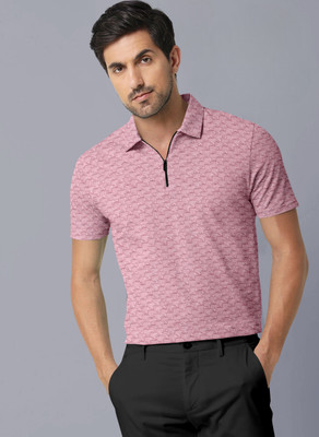 BEELEE TYPS Checkered Men Polo Neck Pink T-Shirt