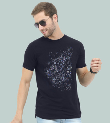 Reya Printed Men Round Neck Blue T-Shirt