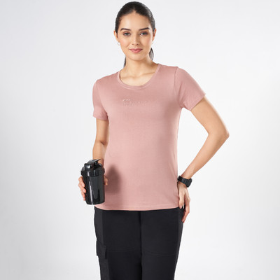 Ajile By Pantaloons Solid Women Round Neck Beige T-Shirt