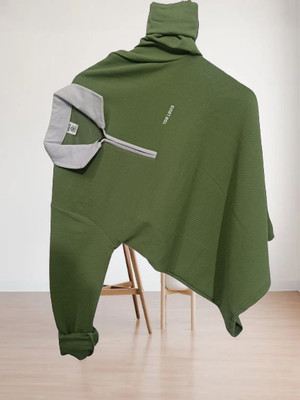 TOM LOUIS Solid Men Zip Neck Light Green T-Shirt