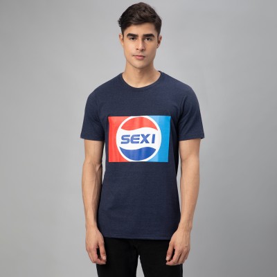 FTX Typography Men Round Neck Navy Blue T-Shirt