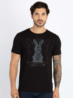 Status Quo Printed Men Round Neck Black T-Shirt