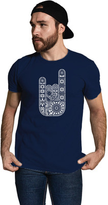 TANTRA Printed Men Round Neck Navy Blue T-Shirt