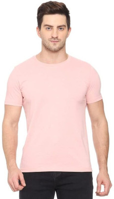 adv fashionwear Solid Men Round Neck Pink T-Shirt