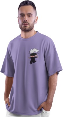 Thecrazymonk Graphic Print Men Round Neck Purple T-Shirt
