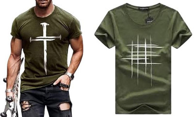ATTITUDE START OF FASHION Printed Men Round Neck Green T-Shirt