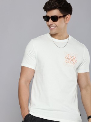 AEROPOSTALE Solid Men Round Neck White T-Shirt