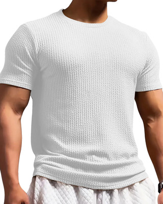 METRONAUT Solid Men Round Neck White T-Shirt
