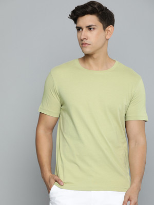 ether Solid Men Round Neck Green T-Shirt