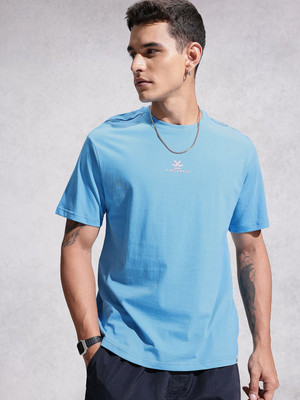 WROGN Printed Men Round Neck Blue T-Shirt