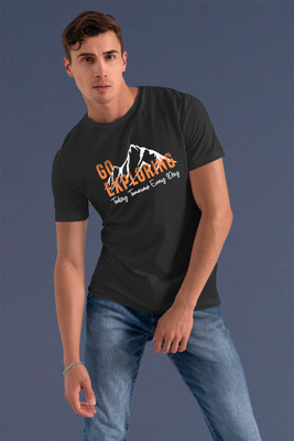 Yes Fashion Printed Men Round Neck Black T-Shirt