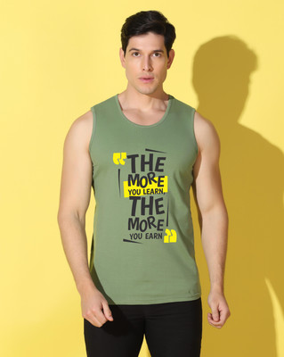 WOOSTRO Printed Men Scoop Neck Light Green T-Shirt