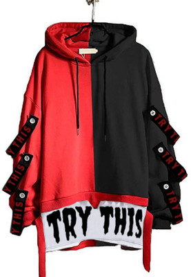 Try This Colorblock Men Hooded Neck Red T-Shirt