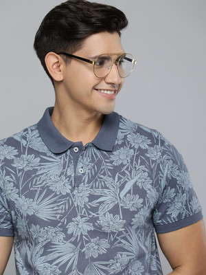 Mast & Harbour Printed Men Polo Neck Green T-Shirt