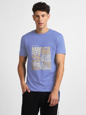 NOBERO Typography Men Crew Neck Blue T-Shirt