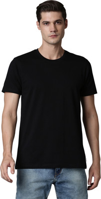 Maxzone Solid Men Crew Neck Black T-Shirt