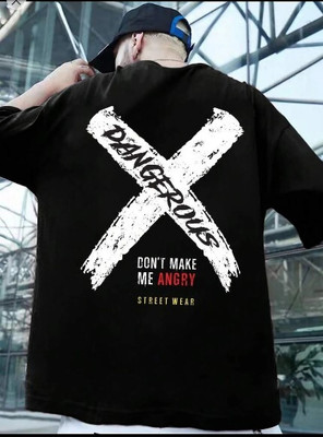 FURRR Printed Men Round Neck Black, White T-Shirt