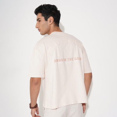 7 Alt by Pantaloons Solid Men Round Neck Pink T-Shirt