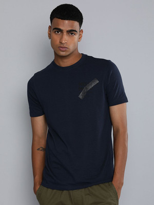 R.Code by The Roadster Life Co. Printed Men Round Neck Blue T-Shirt