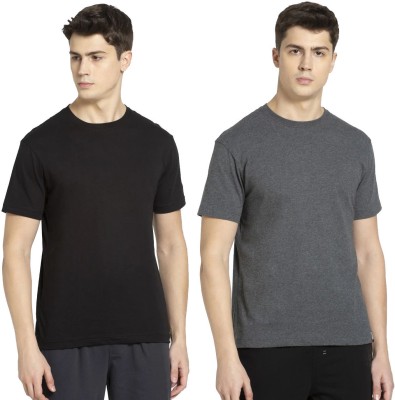 JOCKEY Solid Men Round Neck Black, Grey T-Shirt