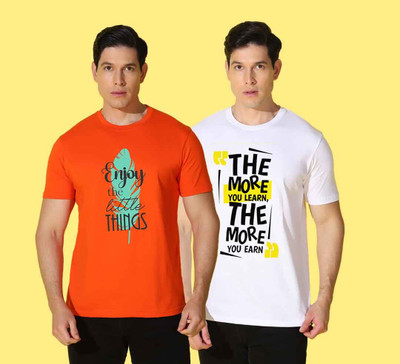 WOOSTRO Printed, Solid Men Round Neck Multicolor T-Shirt
