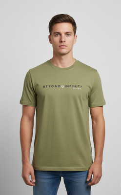 TOPAZE Printed Men Round Neck Green T-Shirt