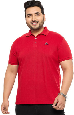 ARCANT Solid Men Polo Neck Red T-Shirt