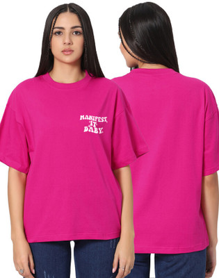 Besick Solid Women Round Neck Pink T-Shirt