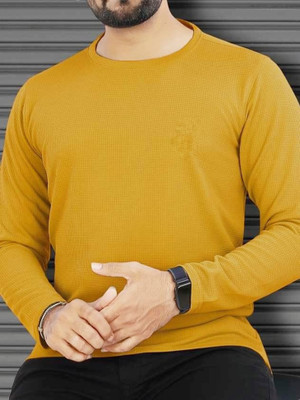 RLP Self Design Men Round Neck Yellow T-Shirt