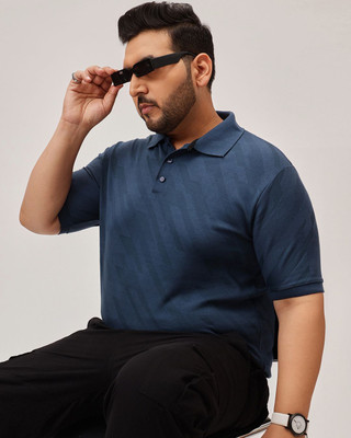 UNSTD Printed Men Polo Neck Blue T-Shirt