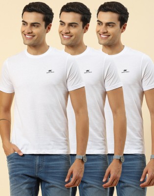 MONTE CARLO Solid Men Round Neck White T-Shirt