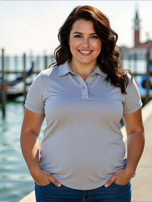 PP Vastram Solid Women Polo Neck Grey T-Shirt