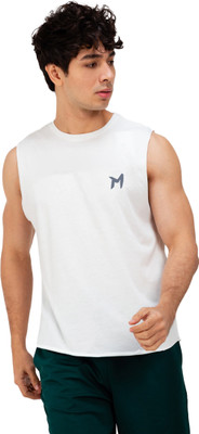 mebadass Solid Men Round Neck White T-Shirt