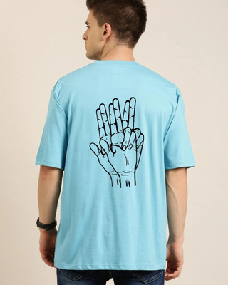SPOWEARY Printed Men Round Neck Light Blue T-Shirt